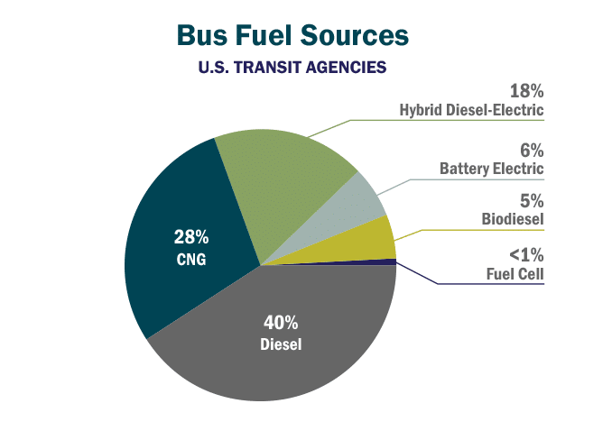 Graphic: pie chart bus fuel sources