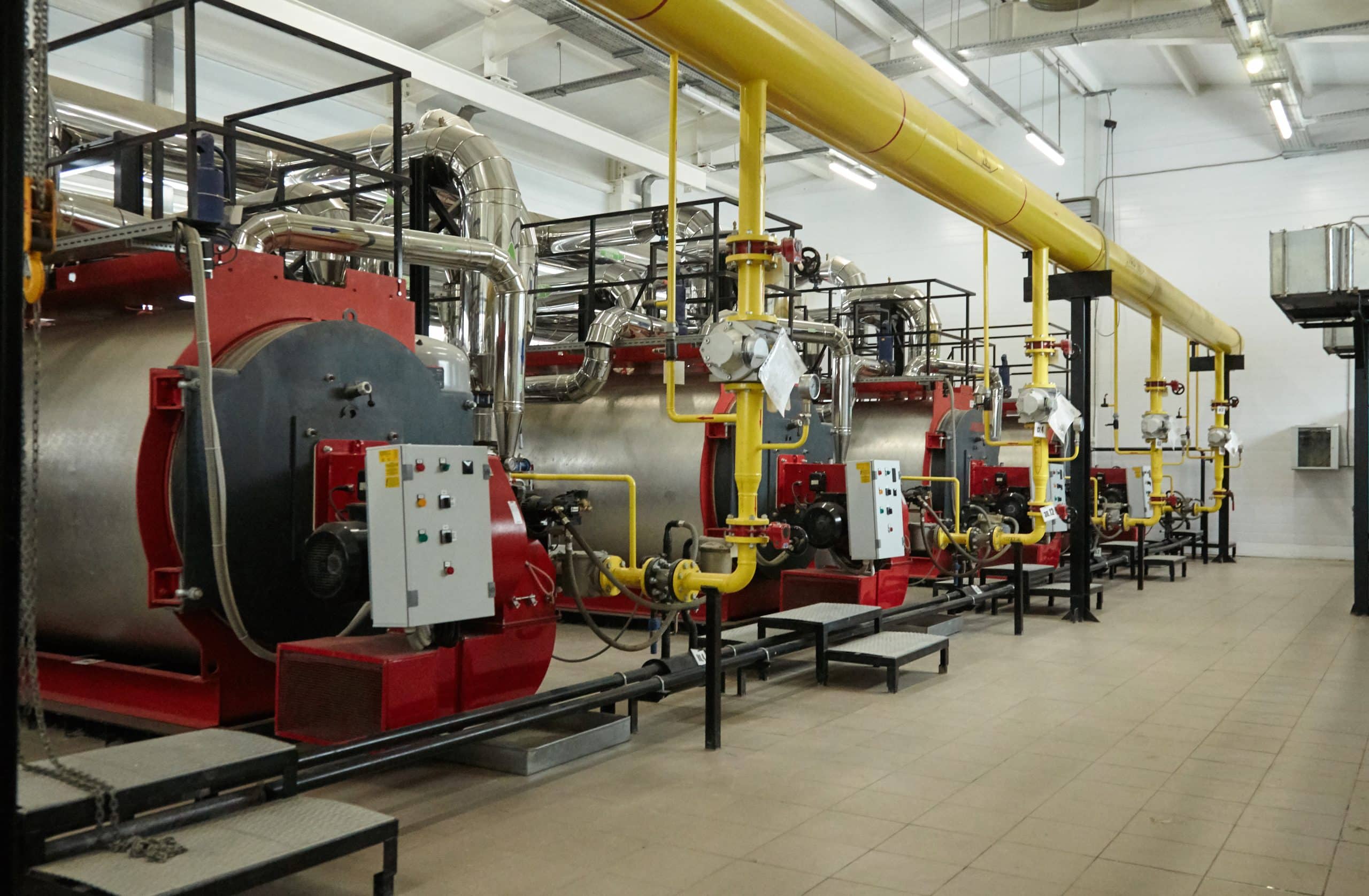 Heating equipment in boiler room for planning transition to carbon neutrality