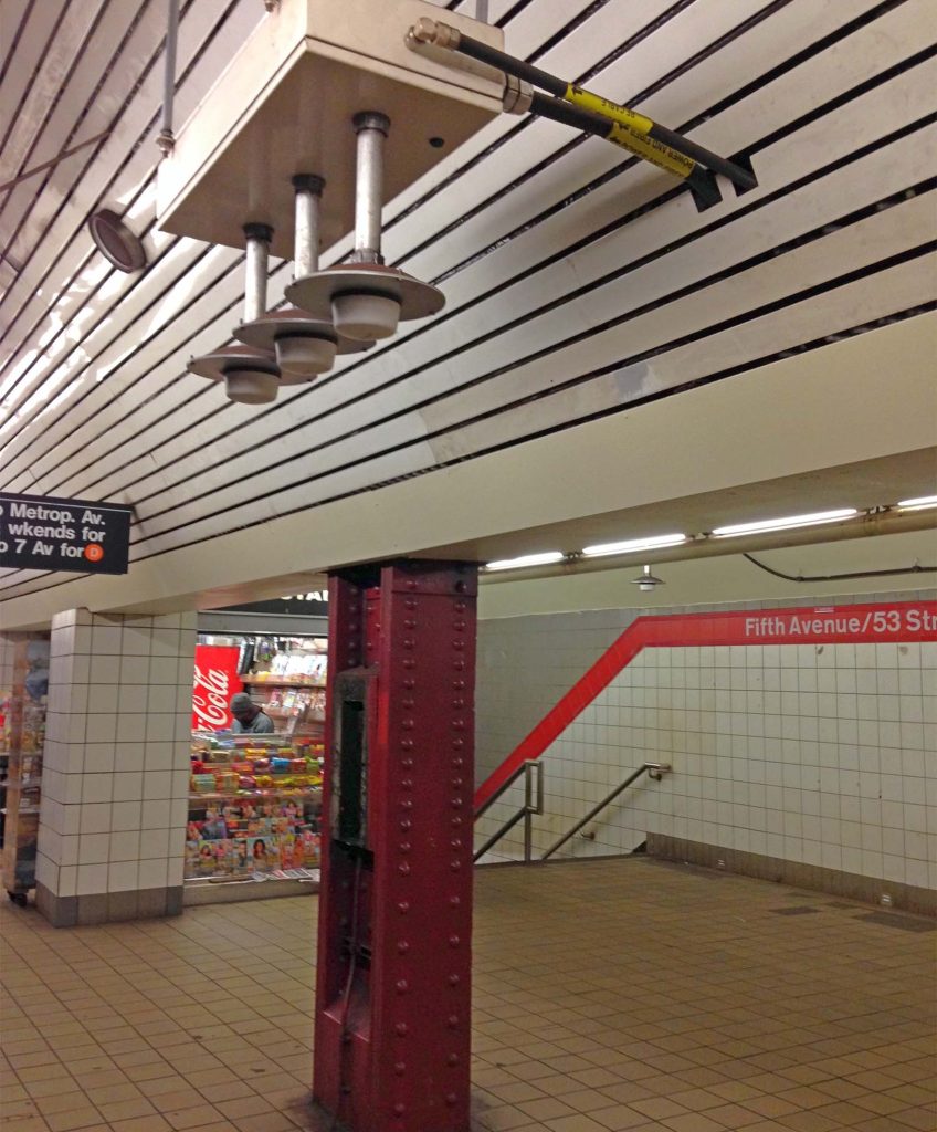 Photo of antennas of Distributed Antenna System in New York City subway