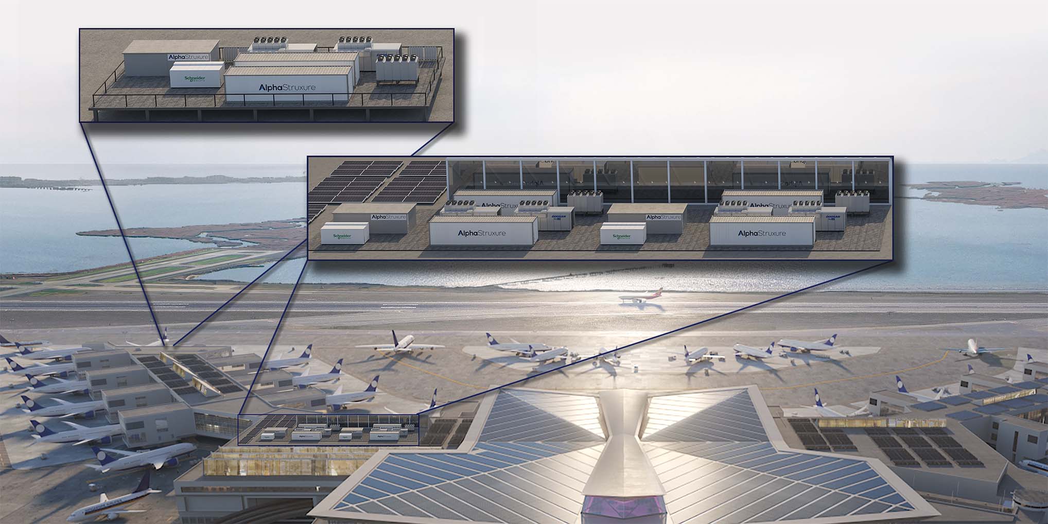 Rendering of 11.3-MW microgrid planned for John F. Kennedy International Airport’s New Terminal One | Courtesy of AlphaStruxure