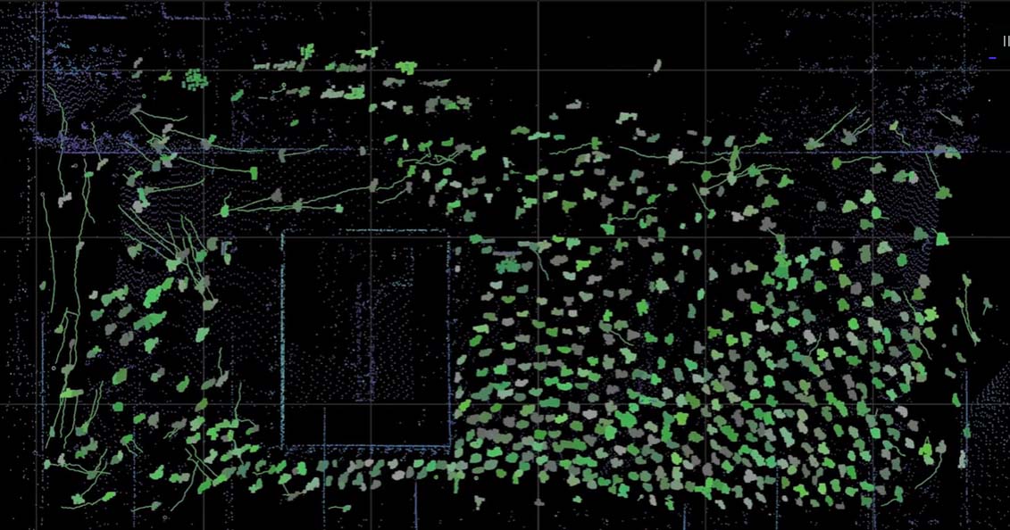 Birds eye LIDAR capture in an open space. | Image courtesy of Ouster